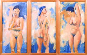Mieke Koenen - Olieverf op doek (op board), Drie luik - Ingelijst verkocht voor € 1!