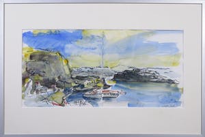 Franscz Witte - Aquarel op appier, Port du Valetta - Ingelijst kopen? Bied vanaf 1!