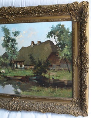Johan Hendrik Kaemmerer - Olieverf op doek , Boerderij met geit – ingelijst , 70 x 100 cm kopen? Bied vanaf 200!