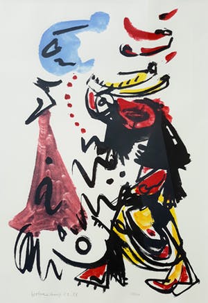 Theo Wolvecamp - Figuur op een blauwe maandag, zeefdruk (mooi ingelijst, groot) kopen? Bied vanaf 250!