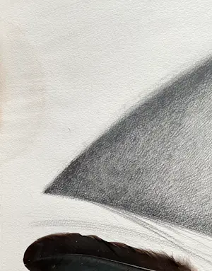 Ger Daniels - De Pijl, tekening collage met veren, hand gesigneerd kopen? Bied vanaf 65!