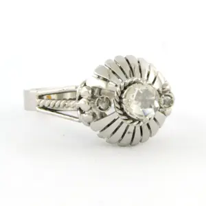 18k wit gouden solitair ring met roos geslepen diamanten tot. circa 0.20 ct kopen? Bied vanaf 625!