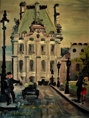 Raphael Dubois - Belgisch Post-Impressionist - olieverf ca. 1930 - "Parijs verliefd stel op brug" kopen? Bied vanaf 10!