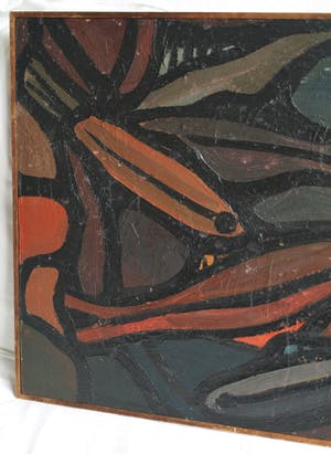 Pieter 't Hart - Ingelijst olieverf op board , “Nannostomus” (‘Potloodvissen’) – 1964 kopen? Bied vanaf 50!