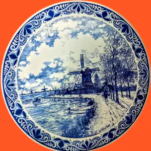 Chemkefa - Wandteller Keramik Delft Blauw Dekor Winterlandschaft nach F.J. du Chattel 70er kopen? Bied vanaf 70!
