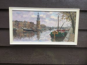 Arnout van Gilst - Gezicht op boten en montelbaanstoren Amsterdam kopen? Bied vanaf 200!