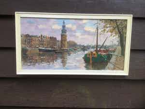 Arnout van Gilst - Gezicht op boten en montelbaanstoren Amsterdam verkocht voor € 200!