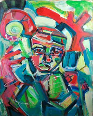 Christine Spierings - Olieverf op doek, z.t. Portret verkocht voor € 60!