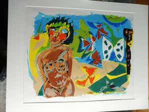 John Lie a Fo - Zeefdruk, Titel, Vlinders. verkocht voor € 40!