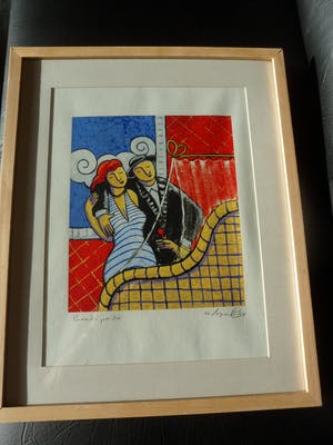 Jacques Tange - Zeefdruk. Titel, "Parents pride ". kopen? Bied vanaf 80!