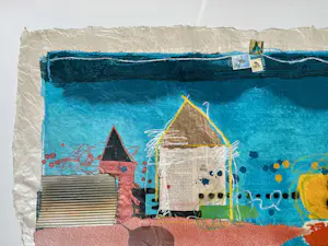 Theo Koster - Zeefdruk met collage elementen Nr. 76 - Nightfall - Ingelijst (Groot) kopen? Bied vanaf 75!