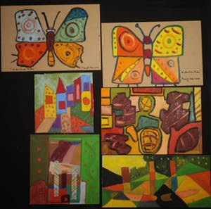 Meertje Kaal - Acryl en collage op karton en board, Lot van 6 werken kopen? Bied vanaf 1!