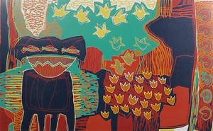 Diana van Hal - Linosnede, All Together, Ingelijst (Groot) kopen? Bied vanaf 1!