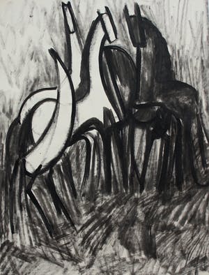 Gerrit Benner - gouache: paarden kopen? Bied vanaf 2950!