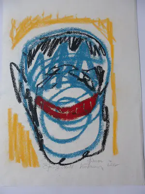 Simon Vinkenoog - Krijttekening: Spiegelbeeld - 2002 kopen? Bied vanaf 120!