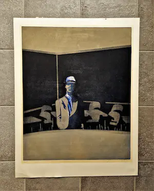 Peter Bes - Unieke - 1977 - artist proof Ets/aquatint "Blue man in a dark classroom" gesig. kopen? Bied vanaf 1!