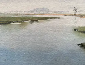 Jan Groenhart - JAN GROENHART (1952) : Aquarel – Zaanstreek kopen? Bied vanaf 60!