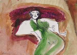 Luis Filcer - Aquarel en krijttekening, Danseres kopen? Bied vanaf 1!