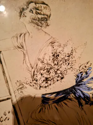 Nelly Degouy - Vrouw bij ladder met bos bloemen kopen? Bied vanaf 35!