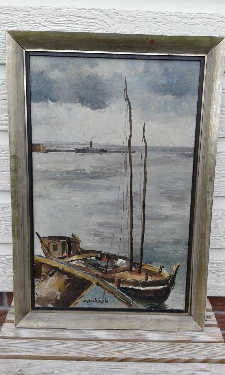 Georges Wambach - Havenzicht (Pintura Porto)  verkocht voor € 85!