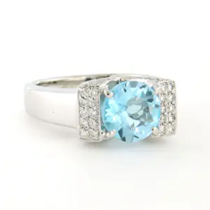 14k witgouden ring met topaz en briljant geslepen diamant 0.60ct - rm 16.5 kopen? Bied vanaf 1100!