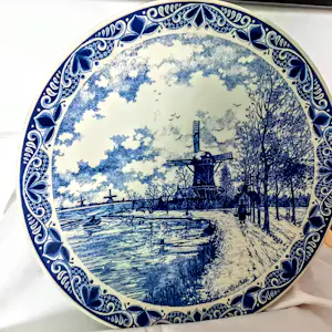 Chemkefa - Wandteller Keramik Delft Blauw Dekor Winterlandschaft nach F.J. du Chattel 70er kopen? Bied vanaf 70!