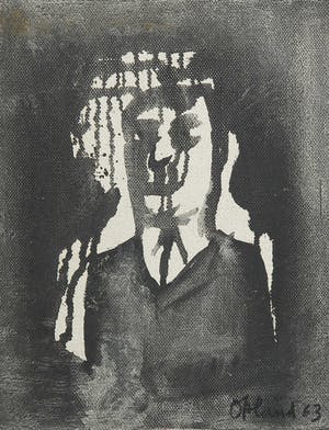 Opland - Acryl/gouache op doek, Man in zwart - Ingelijst kopen? Bied vanaf 40!