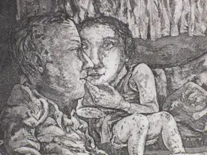 Fer Hakkaart - Twee heren en een dame - Ets kopen? Bied vanaf 70!