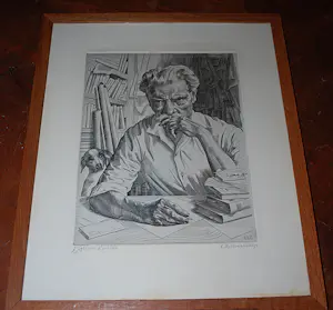 Engelien Reitsma-Valenca - kopergravure - oplage 10 (épreuve): Albert Schweitzer kopen? Bied vanaf 80!
