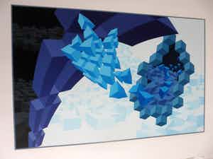 Hans Klaui - Mooi geometrische zeefdruk van Hans Klaui, 1992-6 verkocht voor € 40!