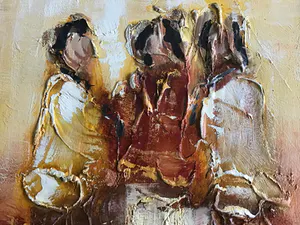 Niet of onleesbaar gesigneerd - Man met twee vrouwenn kopen? Bied vanaf 1!