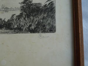 Piet Kraus - Ets , Gezicht op de Biesbosch – gesigneerd & ingelijst – 1944 kopen? Bied vanaf 1!