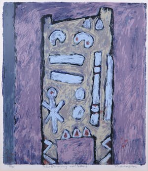 Peter Verheijden - Zeefdruk, Stoelleuning met tekens - Ingelijst kopen? Bied vanaf 35!