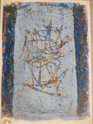Jan Bezemer - Schepen in de nacht - Kleurenlitho vendu pour 75€ !