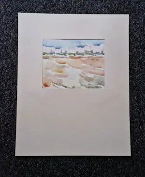 Tilly Krone - Omstreeks 1970 impressionistisch geschilderde Aquarel "Hoogovens" gesigneerd kopen? Bied vanaf 46!