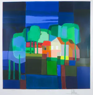 Ton Schulten - Zeefdruk op papier, Tussen de bomen - Ingelijst kopen? Bied vanaf 350!