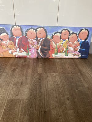 Theo Broeren - Glicée met acryl op doek ‘Samen Feest ‘ kopen? Bied vanaf 70!