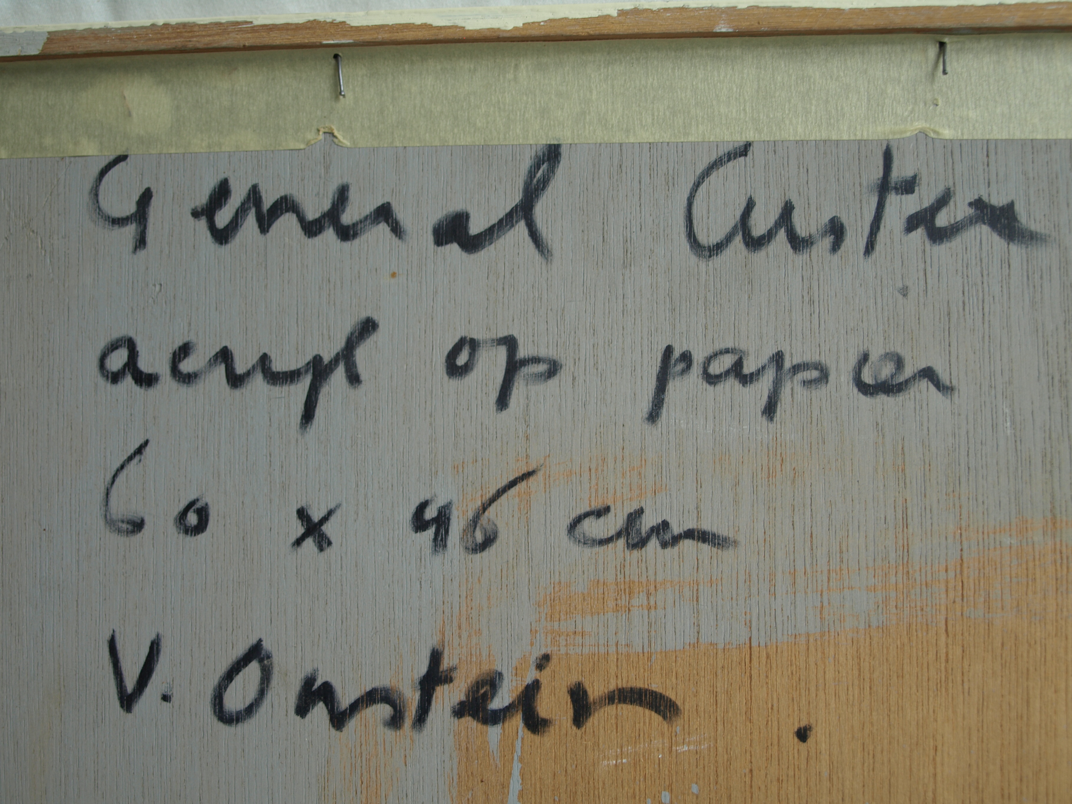 Victor Onstein - Acryl op papier , General Custers – gesigneerd & ingelijst – 1984  kopen? Bied vanaf 1!