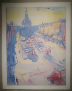 Johan Dijkstra - Gezicht op de Vismarkt Groningen. kopen? Bied vanaf 109!