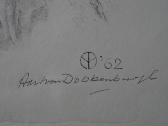 Aart van Dobbenburgh - Groot realistisch Litho "Eekhoorn op boomtak" gesigneerd 1962 kopen? Bied vanaf 1!