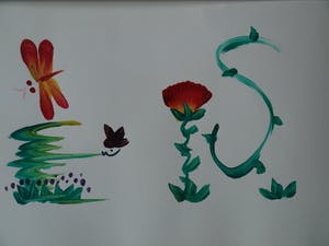 Niet of onleesbaar gesigneerd - ‘Gekaligrafeerde’ acrylverf op papier , Japan , Vogels en vlinders – ingelijst kopen? Bied vanaf 1!