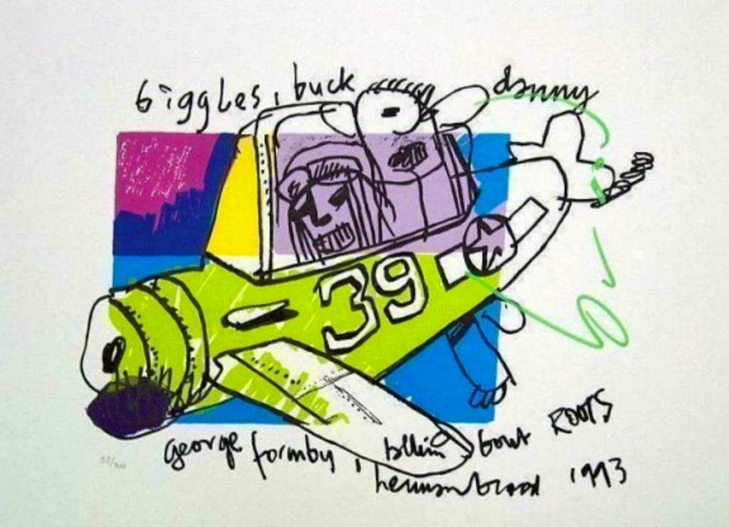 Herman Brood - Kleurenzeefdruk BIGGLES Handgesigneerd kopen? Bied vanaf 325!