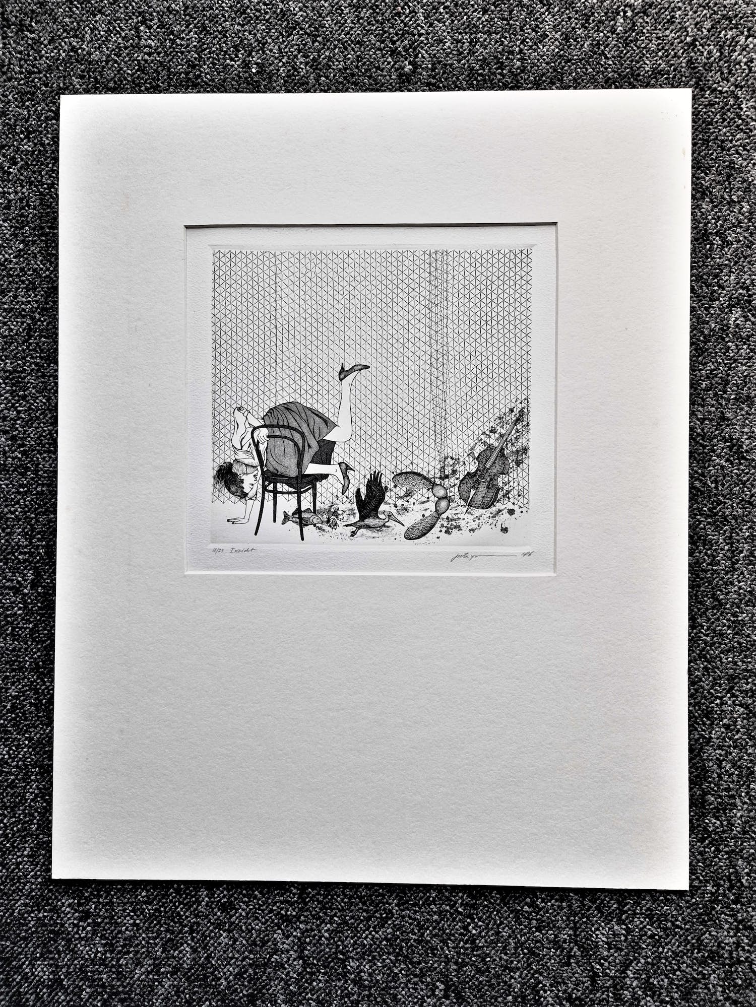 Peter Yvon de Vries - Groningse graficus - zeer kleine oplage (12/25) Ets "Inzicht" kopen? Bied vanaf 1!