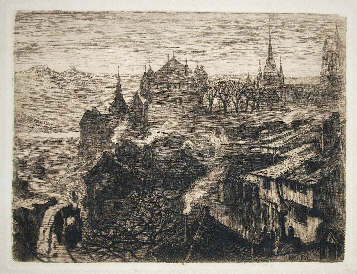 Buy Philip Zilcken - Matthijs Maris: 'Gezicht op Lausanne' - ets - incl. gids? Bid from 65!