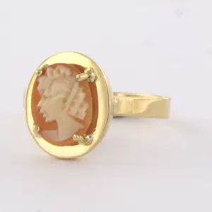 14k geel gouden ring met een camee - ringmaat 17.25(54) kopen? Bied vanaf 120!