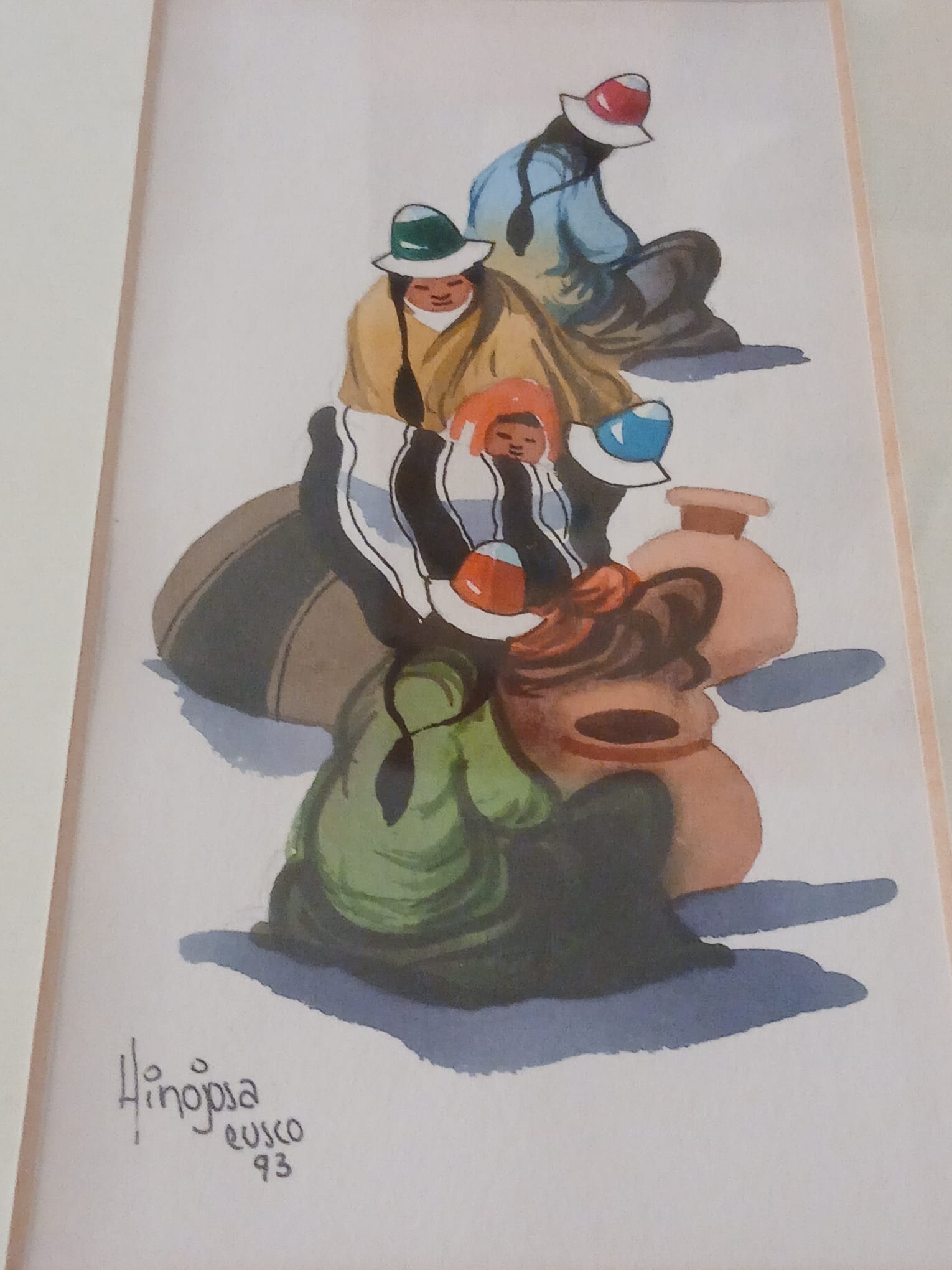 AcheterEdilberto Hinojosa - Edilberto Hinojosa - ingelijste originele aquarel "Cusco 1993"? Enchérissez de 20!