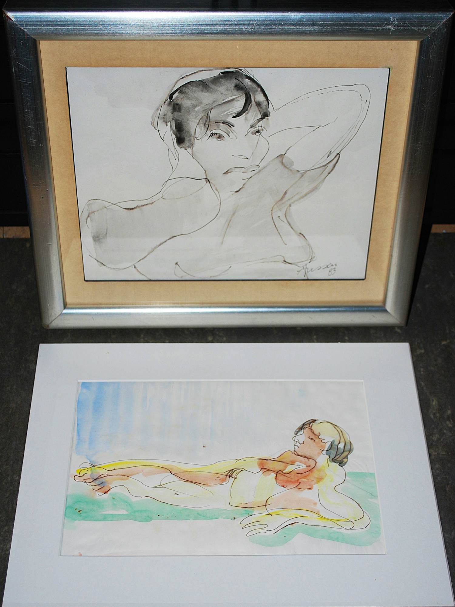 Rob Aussen - 2 aquarellen kopen? Bied vanaf 60!