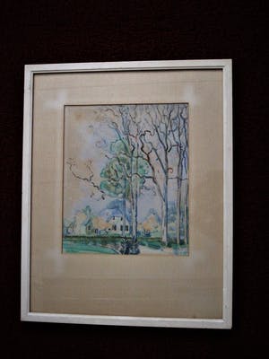 Elisa Sluijters - Dochter van Jan - Ingetogen Aquarel "Landschap bij Hengelo" gesigneerd kopen? Bied vanaf 1!