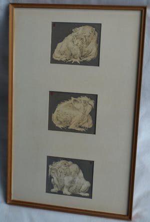 Klaas Pijlman - 3 Tekeningen , Fantasiedieren – gesigneerd & ingelijst - 1972 kopen? Bied vanaf 10!