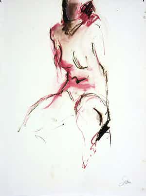 Franscz Witte - Olieverf en krijt op papier, Naaktfiguur verkocht voor € 35!